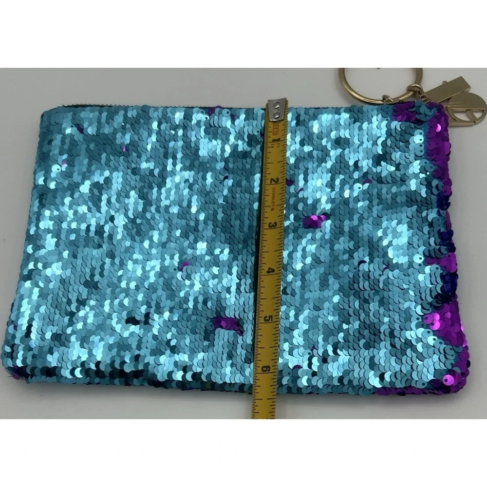 NARS Sequin Studio 54 Pouch Cosmetic Bag Blue Purple w/ Keychain